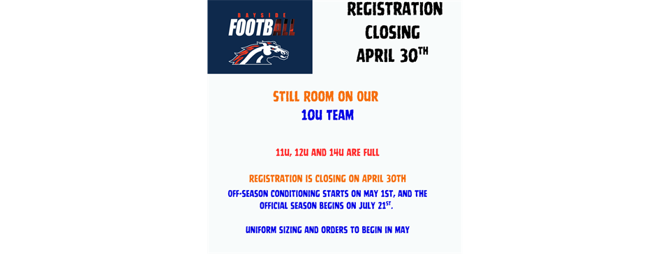 11u, 12u and 14u Teams are Full and Closed